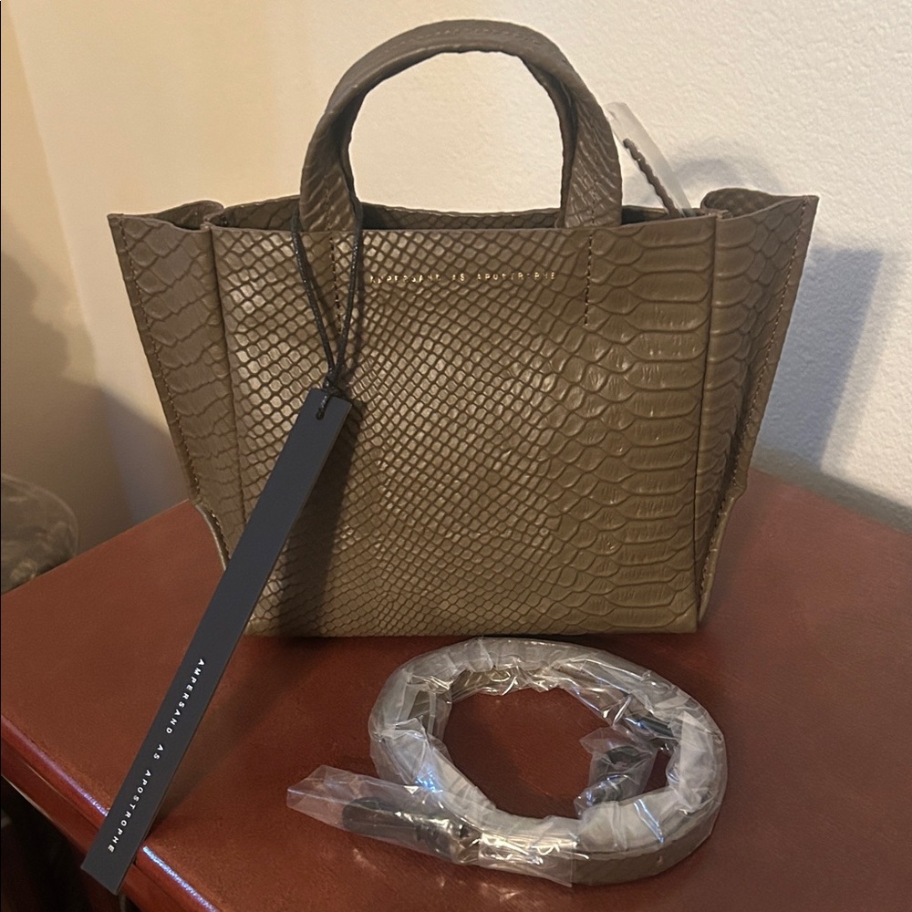 AMPERSAND AVE Taupe Crocodile-Embossed Tote